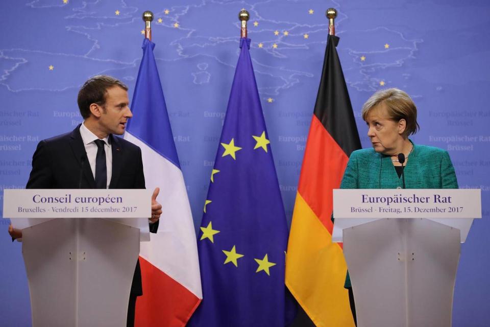 Macron and Merkel held a joint press conference (Getty Images)