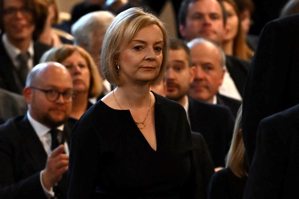 Britain's Prime Minister Liz Truss arrives to attend the presentation of Addresses by both Houses of Parliament (POOL/AFP via Getty Images)