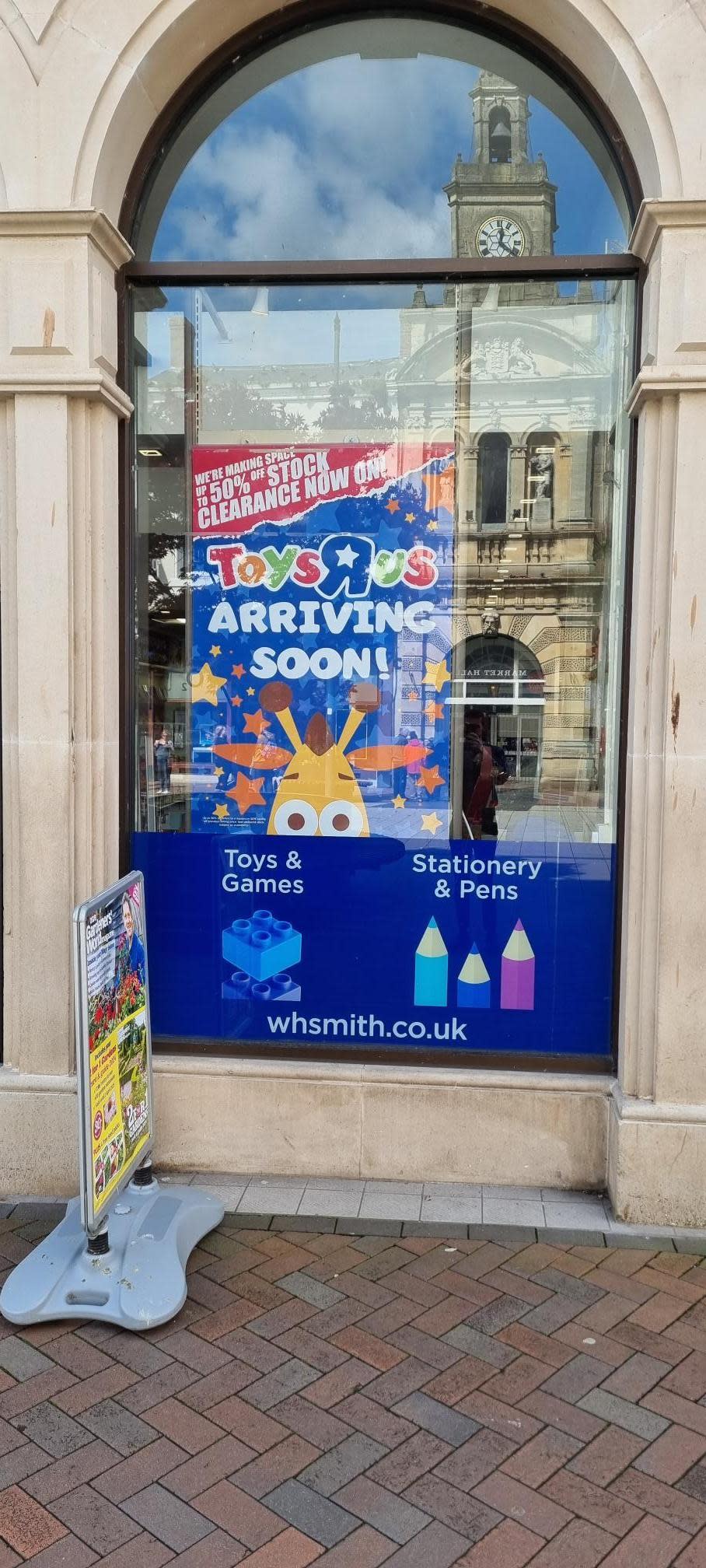 Hereford Times: A sign in WH Smith saying that Toys R Us will be coming soon