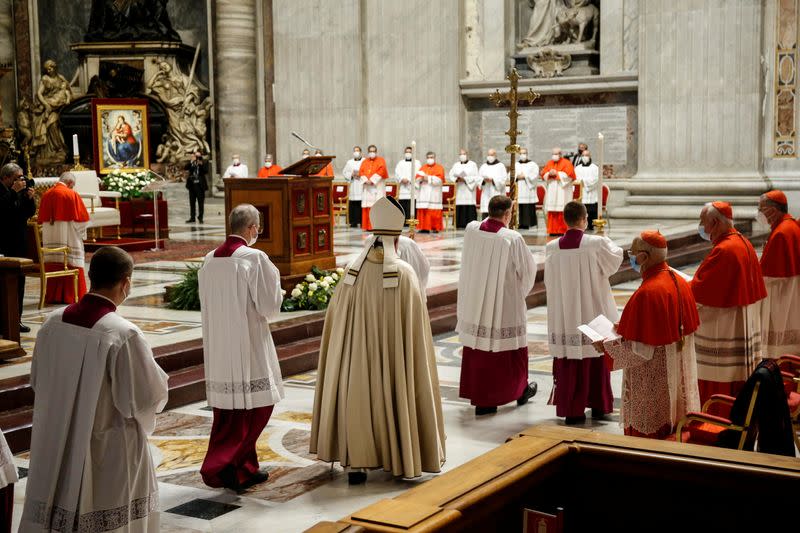 Pope Francis elevates 13 prelates to the rank of cardinal, at St. Peter's Basilica at the Vatican