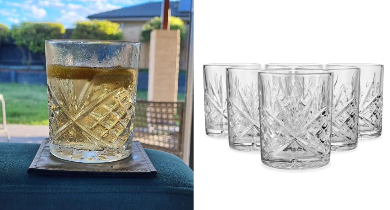 Kmart shoppers are raving about the quality and beauty of these cocktail glasses. Credit: Facebook/Kmart