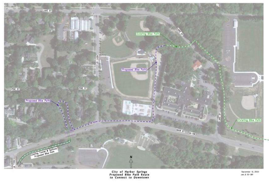 The purple outline highlights the proposed addition to the Little Traverse Wheelway.