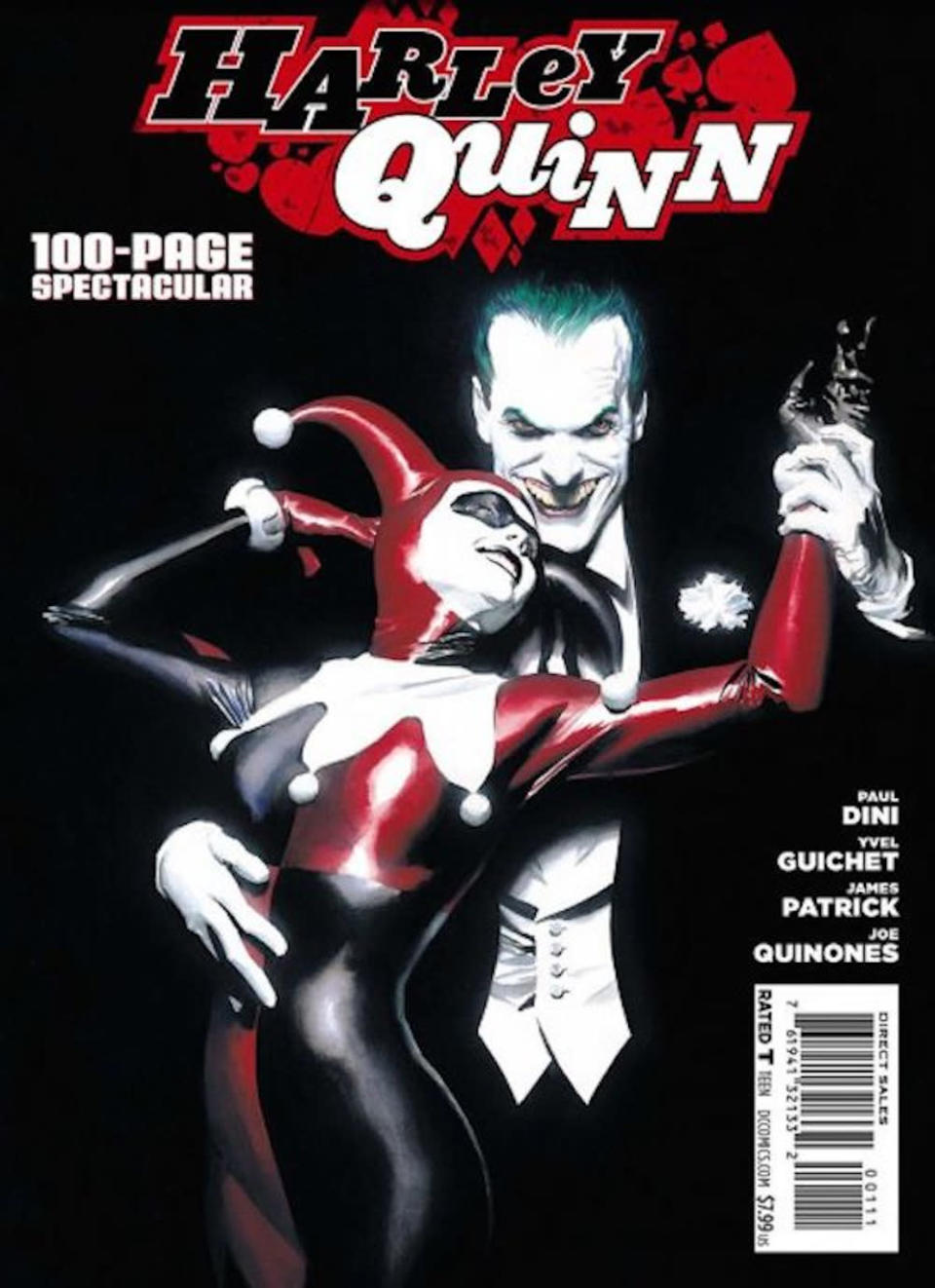 <p>Illustrator extraordinaire Alex Ross did the classic cover for DC’s first solo Harley Quinn book in the canon (which the movie gives a nod to during a flashback scene). Her costume remains relatively unchanged from Timm’s vision to this point.<i> (Image: DC Comics)</i></p>