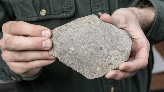 Part of a meteorite containing chondrules that was discovered near Tindouf, Algeria.