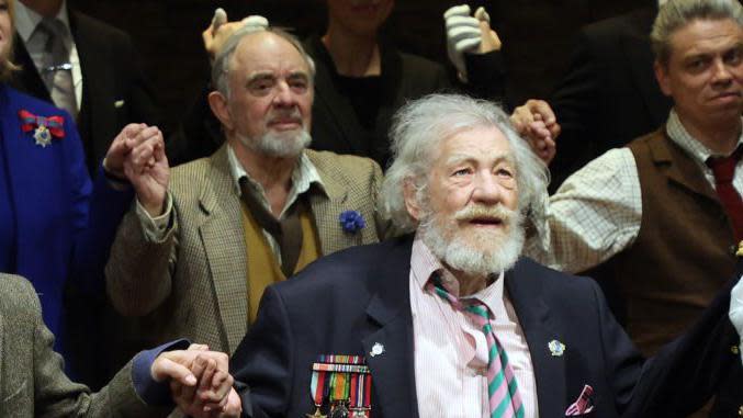 Sir Ian McKellen and cast at the curtain call during the press night performance on 11 April, 2024