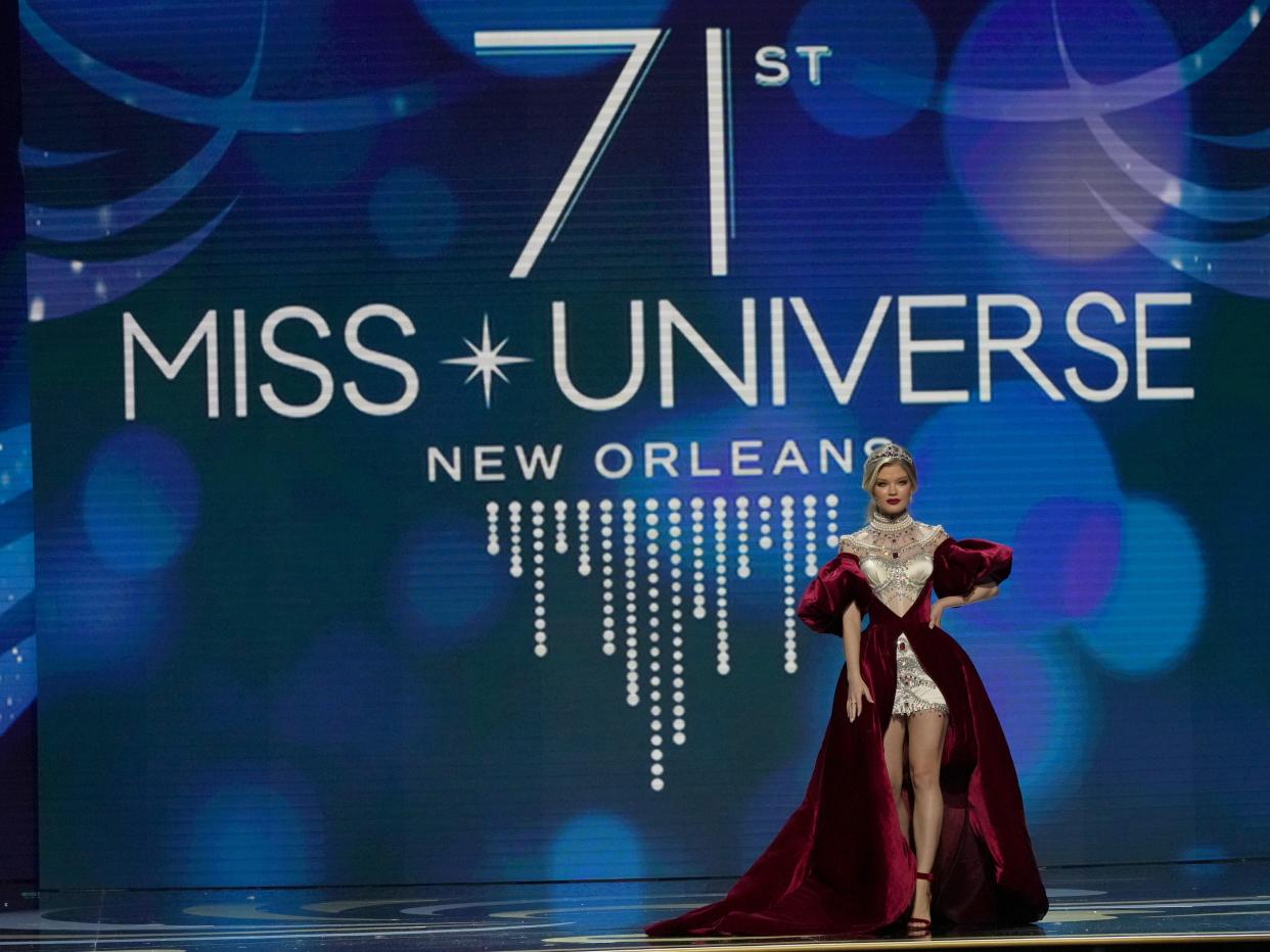 Miss Russia, Anna Linnikova walks onstage during the 71st Miss Universe Competition National Costume show at New Orleans Morial Convention Center on January 11, 2023 in New Orleans, Louisiana.