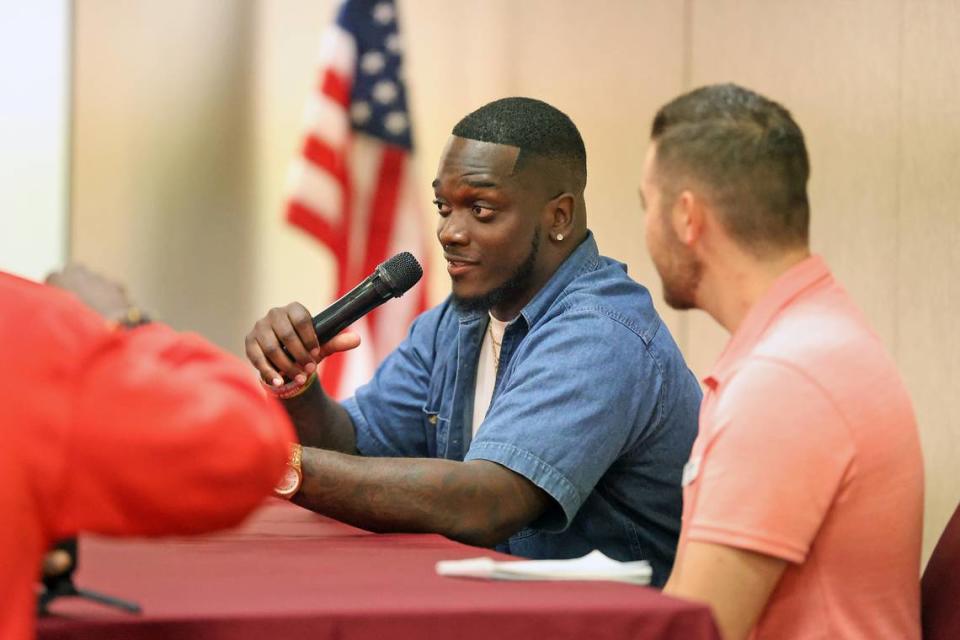 Former South Carolina football player Dakereon Joyner was the guest of honor at The State’s inaugural Gamecock Kickoff event at Seawell’s in Columbia, held Tuesday, Aug. 20, 2024.