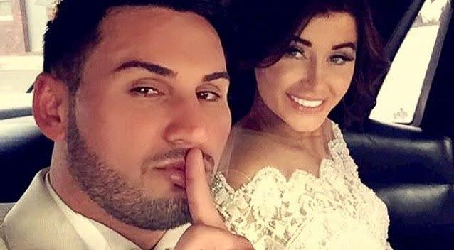 Mehajer with his wife Aysha on their wedding day. Photo: Facebook