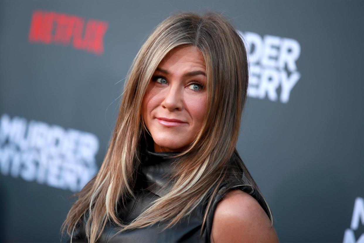 Jennifer Aniston attends the LA premiere of Netflix's "Murder Mystery" at Regency Village Theatre