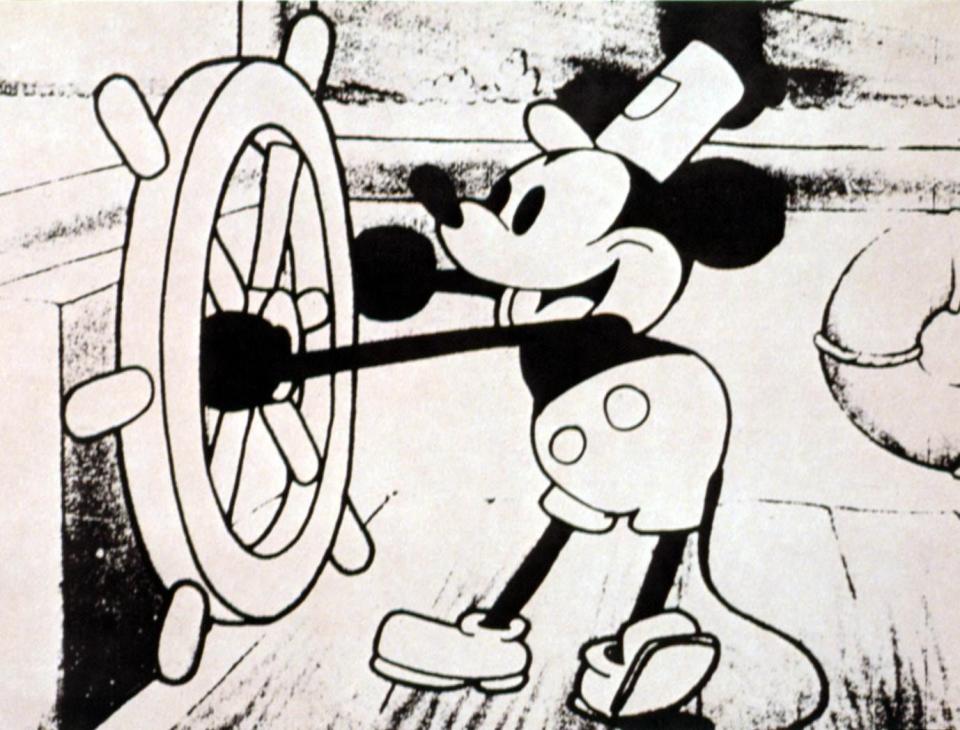 steamboat willie, lobbycard, mickey mouse, 1928 photo by lmpc via getty images