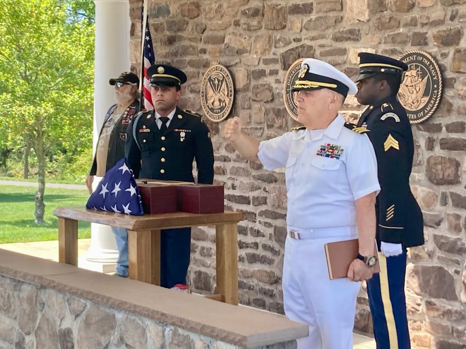 Rev. Peter Gregory offered a brief eulogy at the unclaimed veterans memorial service at Washington Crossing National Cemetery on May 25, 2023.