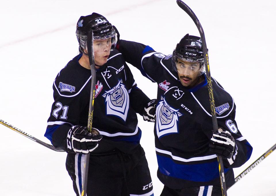 Overages Austin Carroll (left) and Travis Brown have made big contributions to the Victoria Royals' five-game win streak (Photo by Ben Nelms/Getty Images)