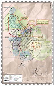 Geological Plan Map showing Drilling in Santa Barbara Area with Holes referred to in this release highlighted.