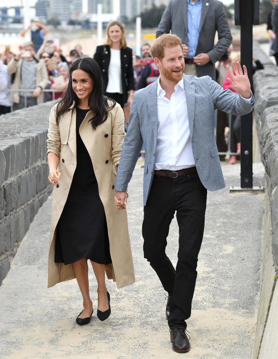 The Duchess of Sussex wearing Rothy's The Point flat in during her royal tour of Australia in 2018.   (Photo by Karwai Tang/WireImage)