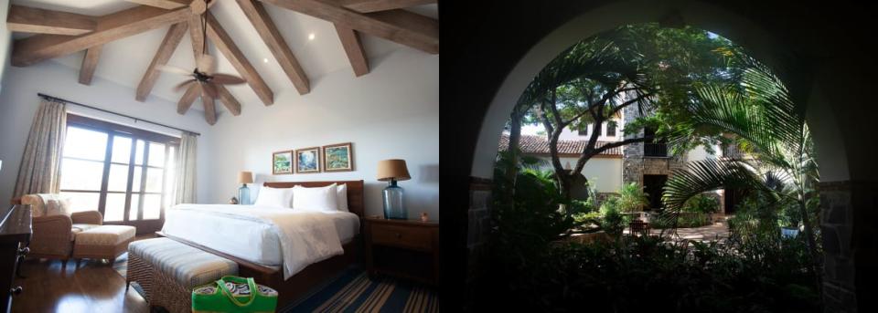 <div class="inline-image__caption"><p>A view from a guest room The Inn at Rancho Santana, and the lush greenery in the Inn’s courtyard.</p></div> <div class="inline-image__credit">Sarah Rogers/The Daily Beast</div>