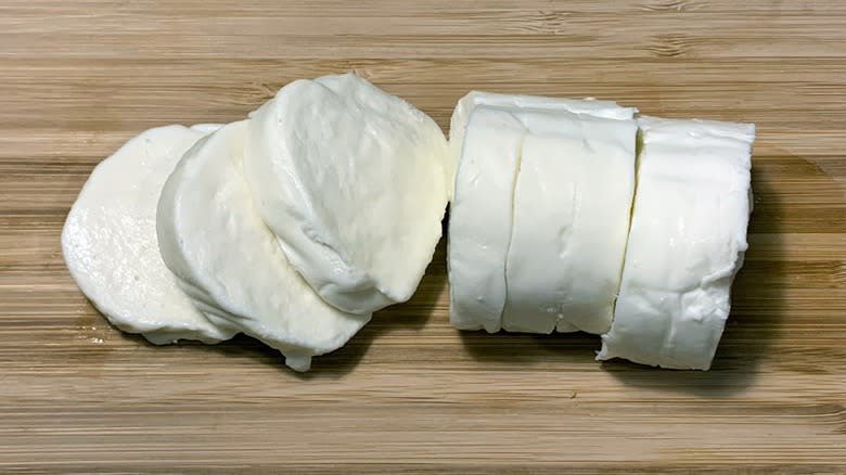 mozzarella on cutting board