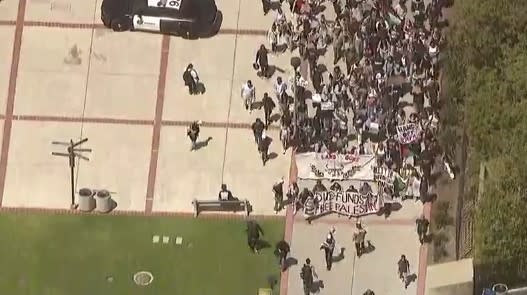 San Diego State University students walk out of class in pro-Palestine protest (Photo: SkyFOX)