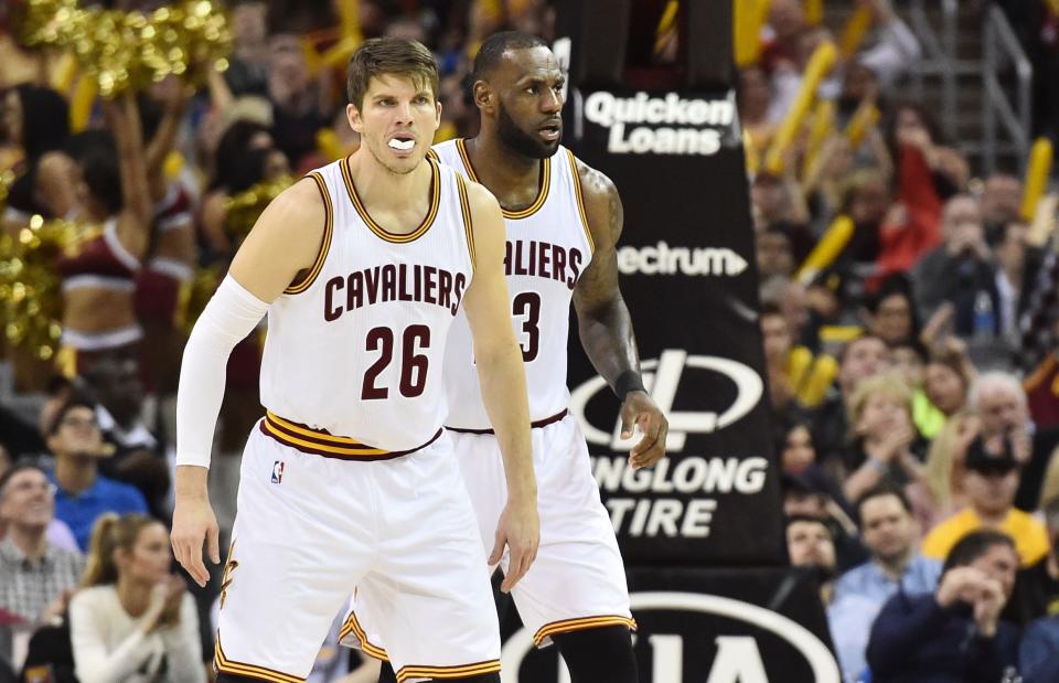 Kyle Korver (26) saw LeBron James' work ethic up close when he played with him in Cleveland for three seasons.