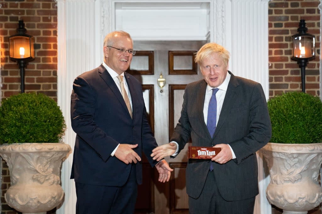 Boris Johnson with his Australian counterpart Scott Morrison.  (PA)