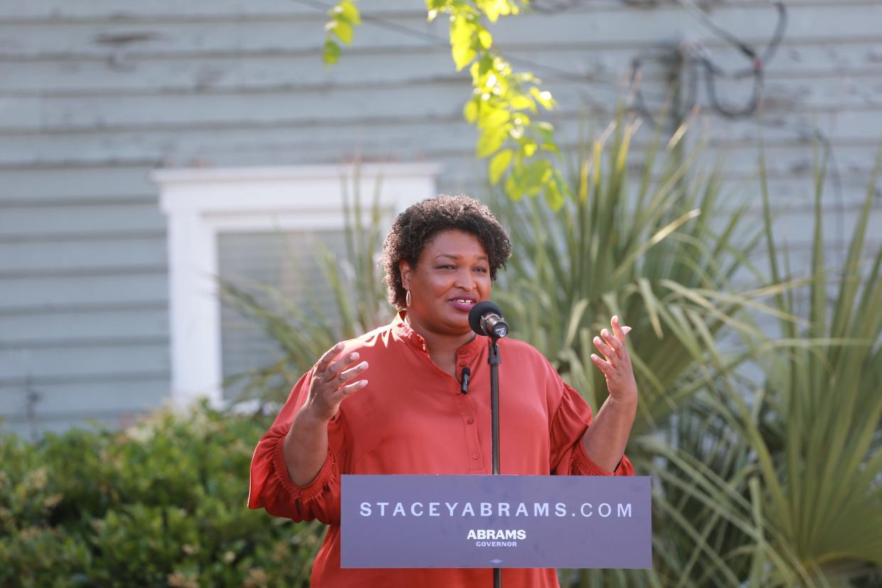 Stacey Abrams, Democrat candidate for Governor, speaks on Saturday April 30, during a campaign stop in Savannah. 