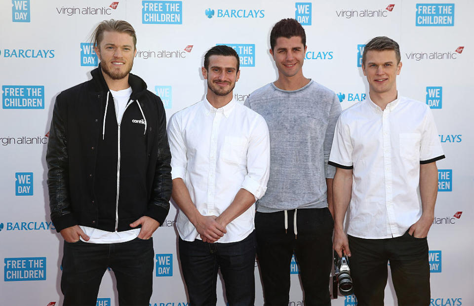 Duncan Penn, Jonnie Penn, Ben Nemtin, and Dave Lingwood from the MTV show The Buried Life dressed casually