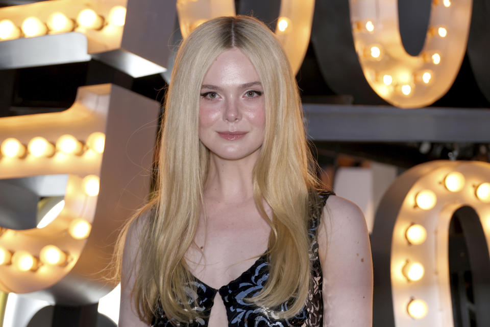 Elle Fanning arrives at the Chanel Cruise 2023/2024 Fashion Show on Tuesday, May 9, 2023, at Paramount Studios in Los Angeles. (Photo by Willy Sanjuan/Invision/AP)