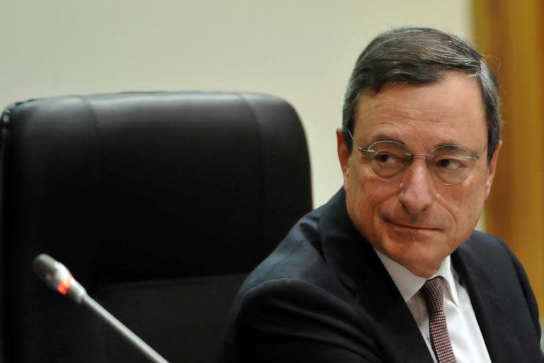 European Central Bank chief Mario Draghi speaks during the governing council meeting on March 5, 2015 in Nicosia