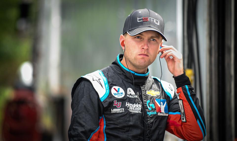 William Byron gets ready for practice Monday at Slinger Speedway.