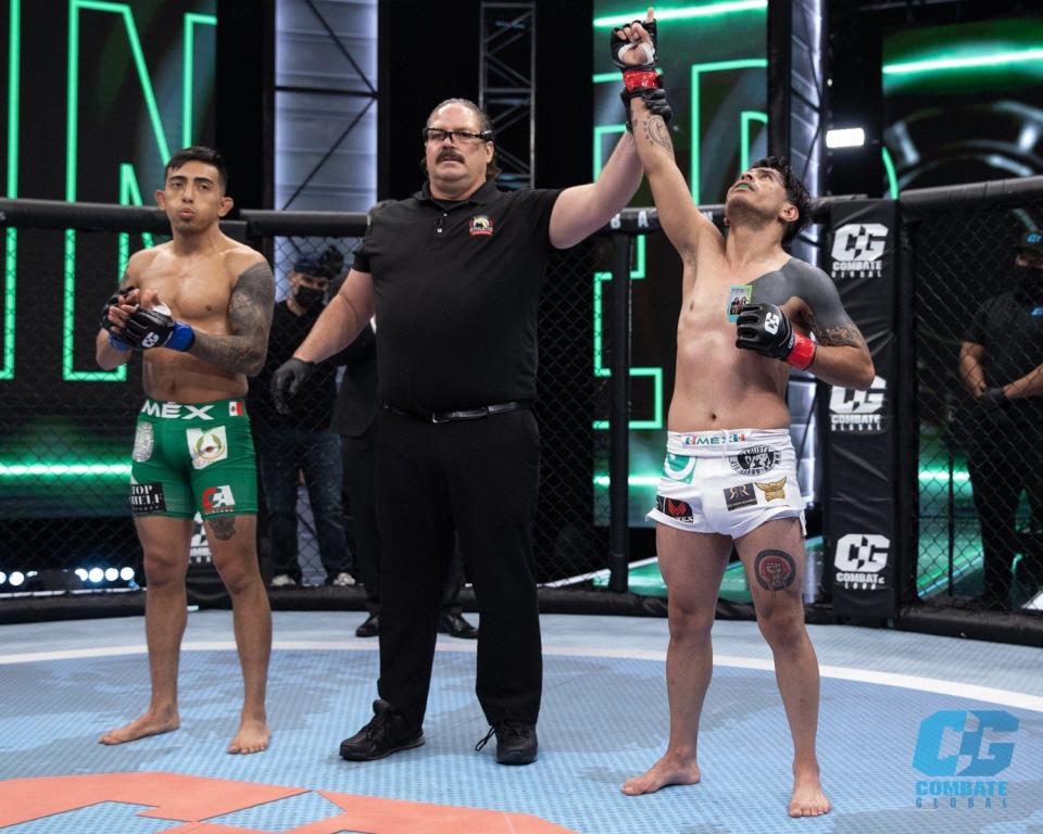 Torito Ramirez celebrates his first-round knockout win.