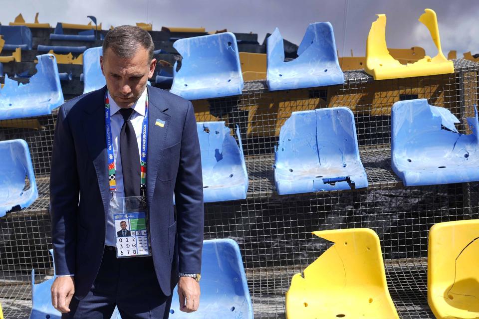 Ukraine displays destroyed stadium stand in Munich in reminder of war