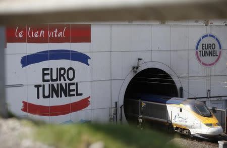 A high-speed Eurostar train enters the Channel tunnel in Coquelles, near Calais, northern France, June 24, 2015. REUTERS/Christian Hartmann