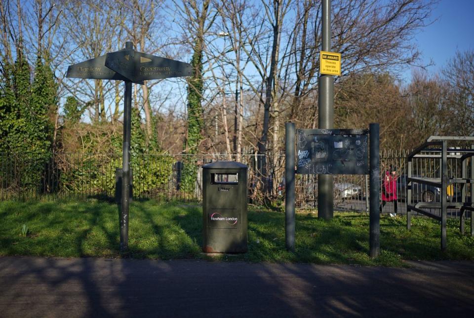 The junction of the Greenway and High Street South, where baby Elsa was found (PA)