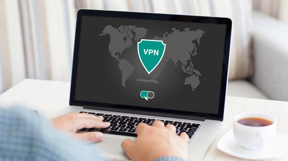  VPN on laptop screen. 