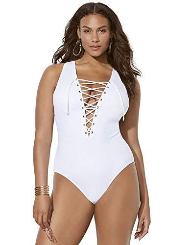 3) Lace Up One Piece Swimsuit