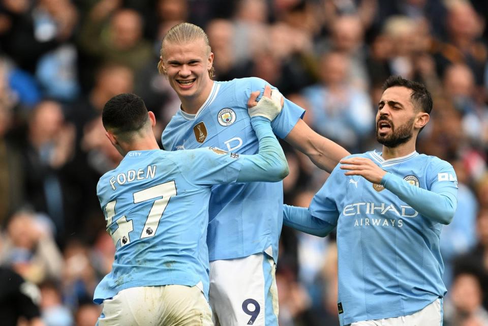 Erling Haaland plundered four goals in the rout of Wolves  (Getty)