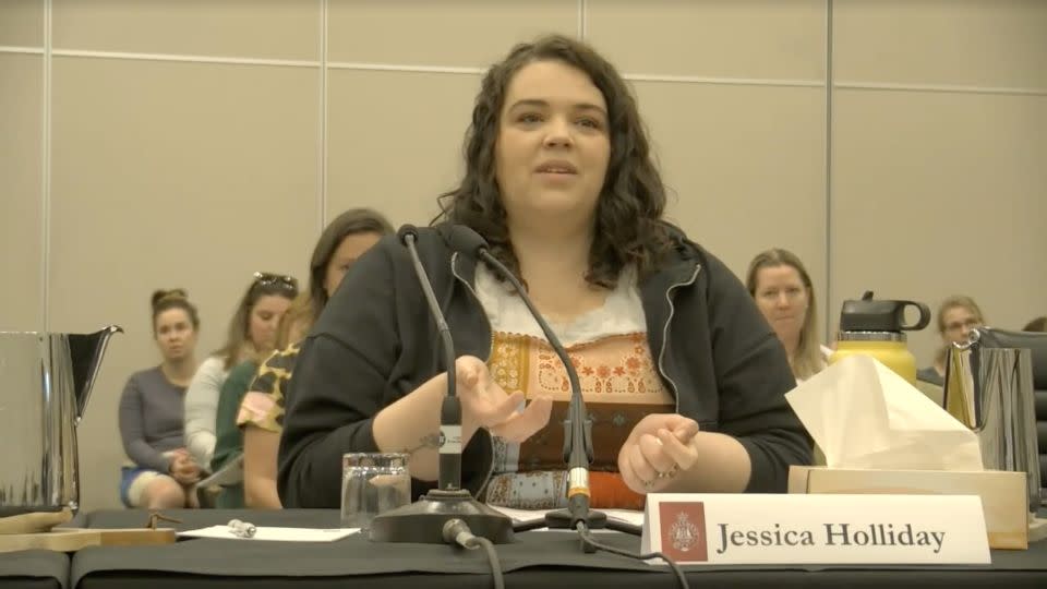 Jessica Holliday recounted her experience of being shamed for her weight during pregnancy. - Parliament of New South Wales