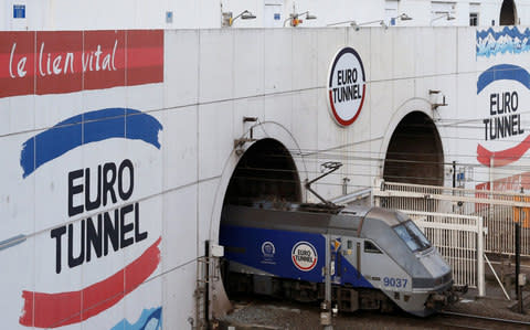 A Eurotunnel freight shuttle exits the Channel Tunnel - Credit: Pascal Rossignol/Reuters