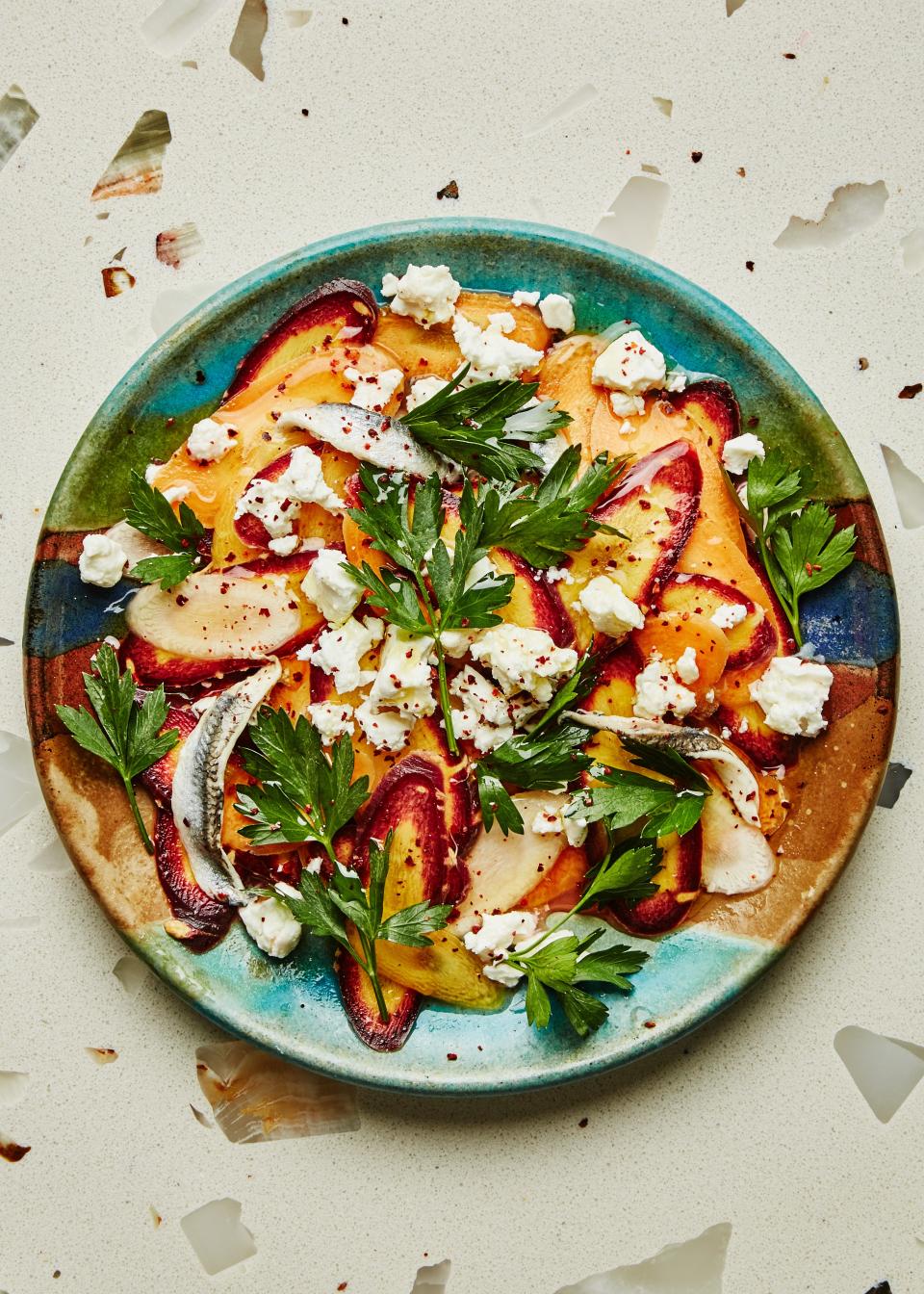Carrot Salad with Feta and Anchovies