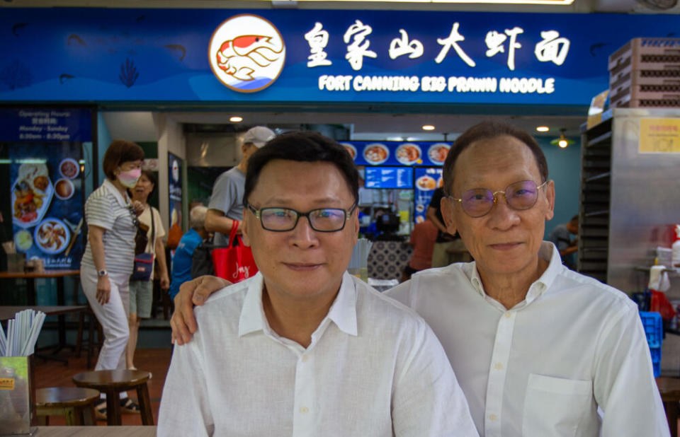 Fort Canning Big Prawn Noodle - father & son