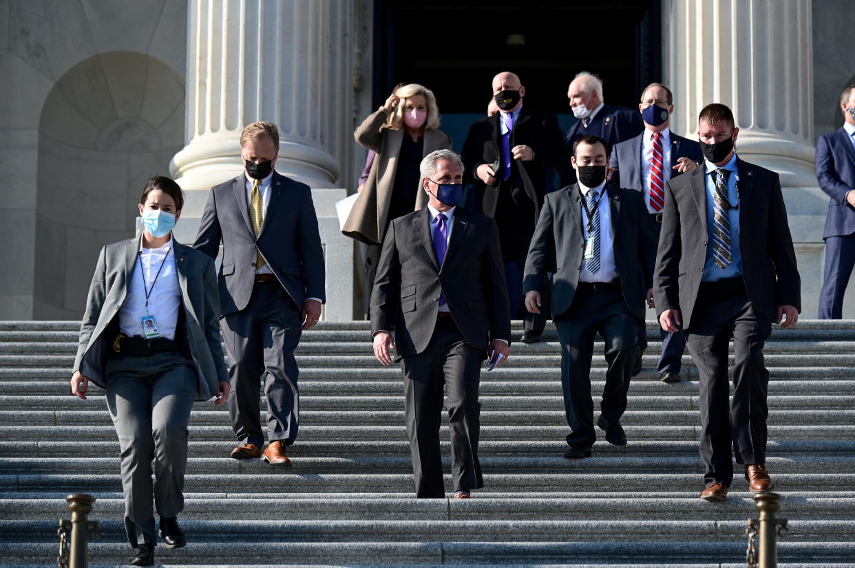 House Republicans, led by Minority Leader Kevin McCarthy (R-Calif.), blocked Speaker Nancy Pelosi's push to get $2,000 direct payments into the coronavirus relief bill. (Photo: Erin Scott/Reuters)