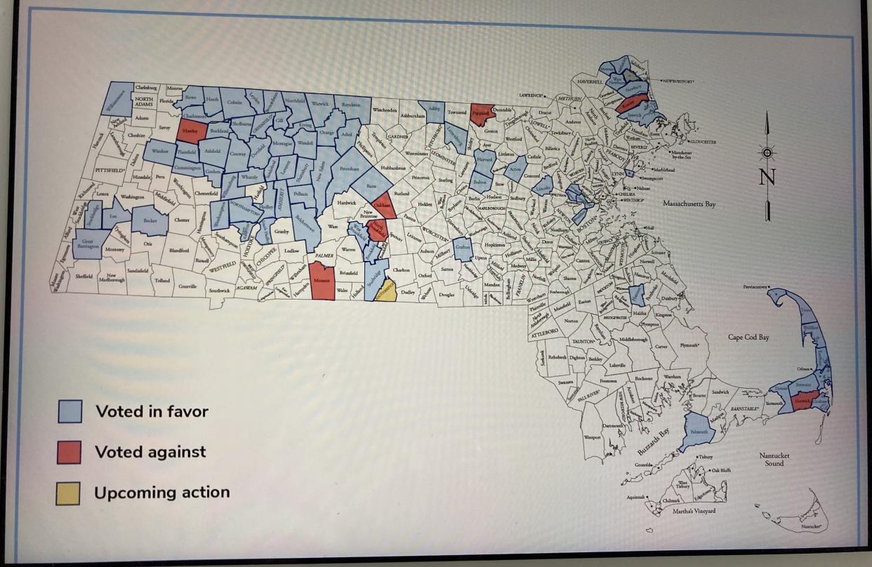 Seventy-seven towns in Massachusetts have already voted to change the state flag.