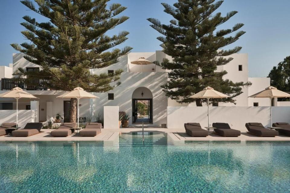 <p>Famous for its beautiful pine-fringed beaches and Ekatontapyliani, a Byzantine Monastery known as 'the church with the hundred doors', Paros is known as the gateway to the Cyclades. For sleek Greek style look no further than <a href="https://www.booking.com/hotel/gr/parilio-kolimpithres.en-gb.html?aid=1922306&label=best-hotels-greece" rel="nofollow noopener" target="_blank" data-ylk="slk:Parīlio Hotel;elm:context_link;itc:0;sec:content-canvas" class="link ">Parīlio Hotel</a>, a member of Design Hotels it simply oozes whitewashed Greco chic. Doze by the cross-shaped swimming pool, relax in the small by perfectly formed spa or dine out on exquisite Mediterranean and Greek delights in Mr E restaurant. </p><p>The 33 suites are serenely styled with a natural palette, stone floors and soft woods. All offer outdoor space; some even have private pools or whirlpool spas to relax in. And if you can bear to tear yourself away from the facilities, visit the soft blonde sands and crystal clear waters of Agioi Anargyroi Beach or explore the Venetian fortress of Naoussa.</p><p><a class="link " href="https://www.booking.com/hotel/gr/parilio-kolimpithres.en-gb.html?aid=1922306&label=best-hotels-greece" rel="nofollow noopener" target="_blank" data-ylk="slk:CHECK AVAILABILITY;elm:context_link;itc:0;sec:content-canvas">CHECK AVAILABILITY</a></p>