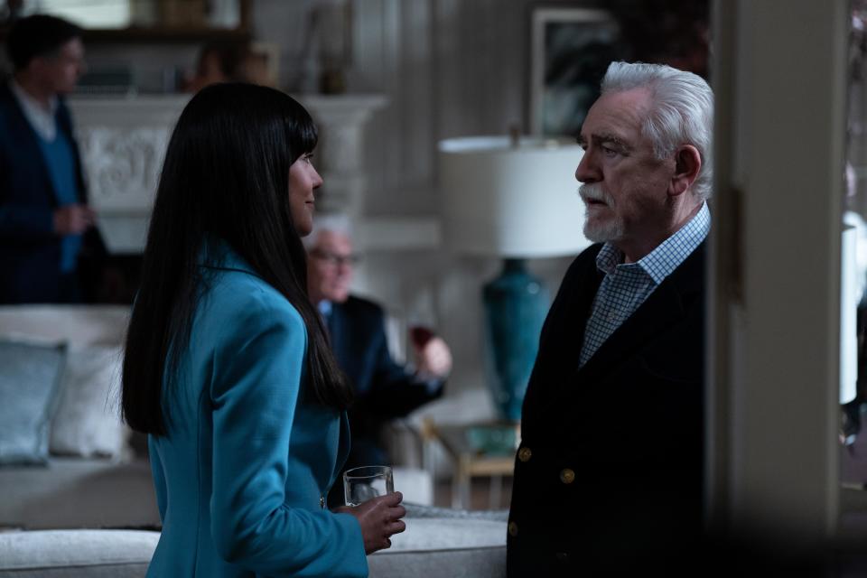 Zoe Winters and Brian Cox in Succession S4. (Sky/HBO)