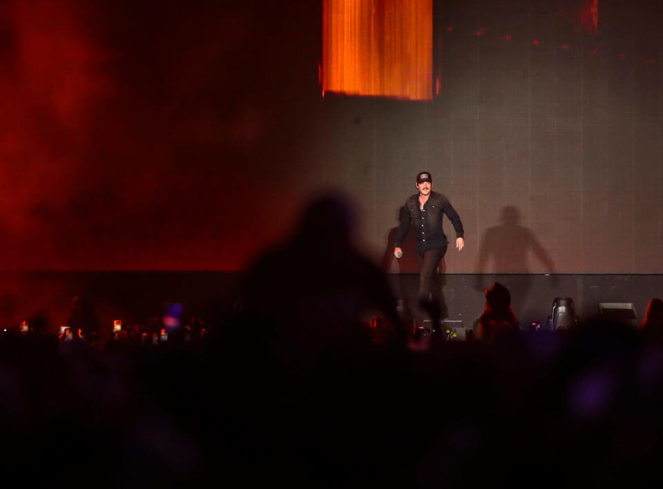 Morgan Wallen performs his headlining set on the Mane Stage during Stagecoach country music festival in Indio, Calif., Sunday, April 28, 2024.