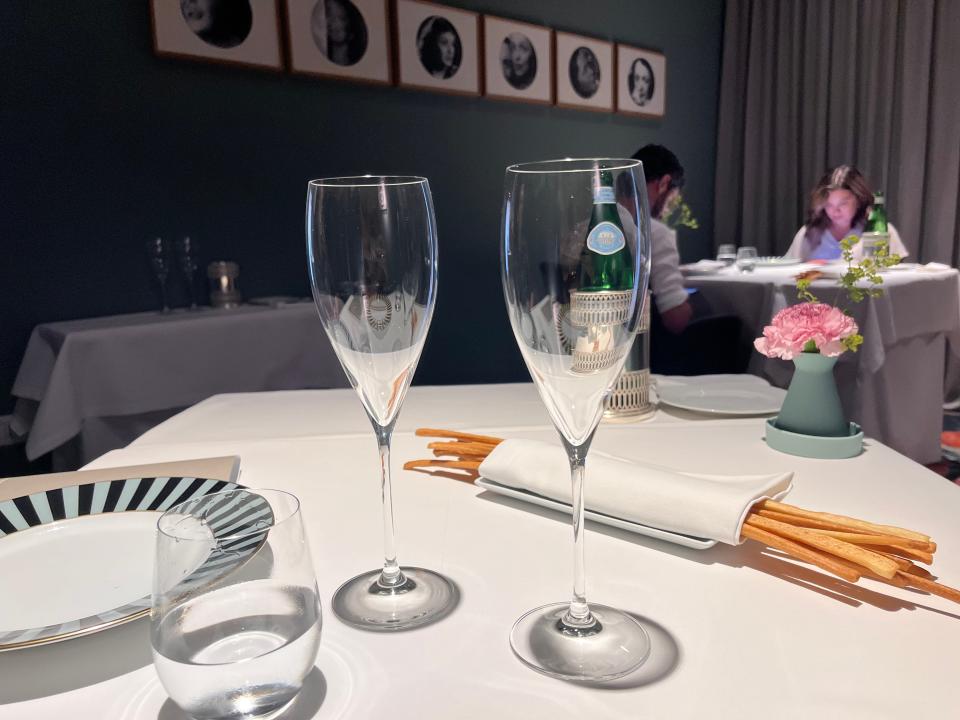 Two wine glasses at Osteria Francescana