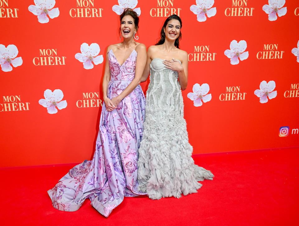 <p>Teri Hatcher and daughter Emerson Rose Tenney look happy as can be as Mon Cheri Hosts Barbara Tag at Haus der Kunst in Munich, Germany, on Nov. 30. </p>