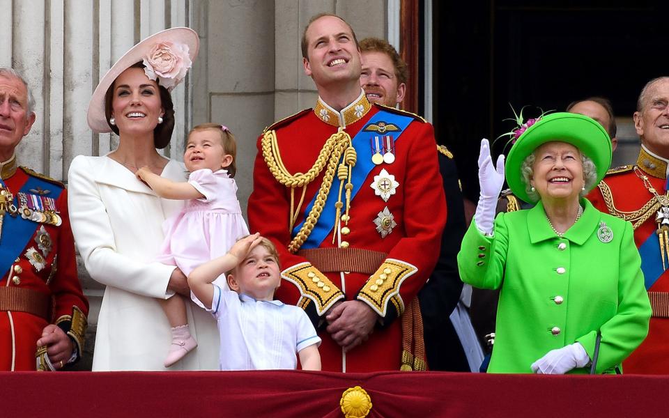 Prince George on duty with the Royal family for Trooping the Colour