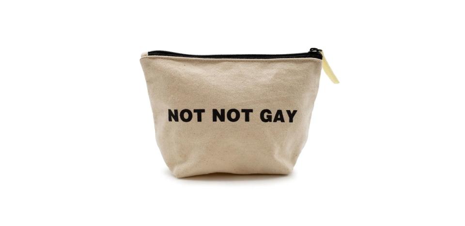 Zaddy Earth Not Not Gay Beige Pouch, Cotton Canvas