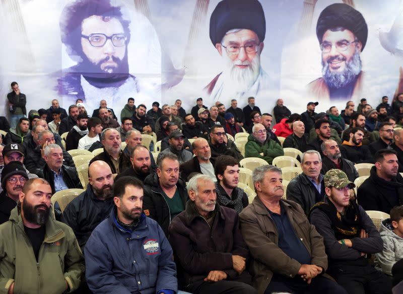 Lebanon's Hezbollah leader Sayyed Hassan Nasrallah gives a televised address in Baalbek