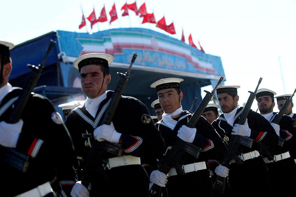 Iranian soldiers march during an army parade in Tehran on April 17, 2015: AFP/Getty Images